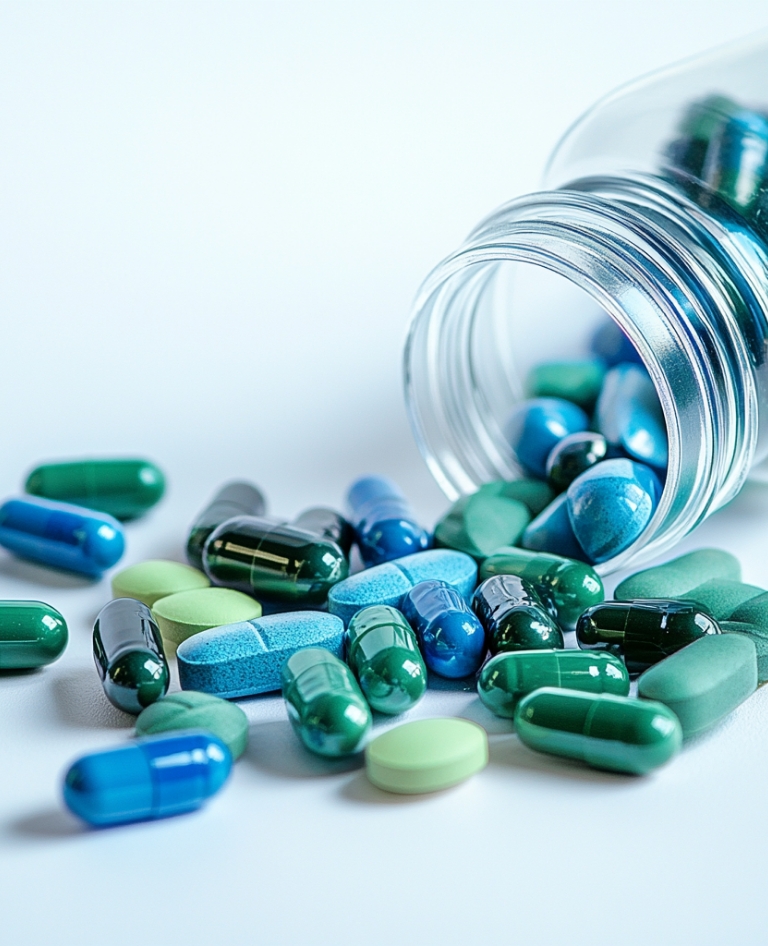 blue and green pills
